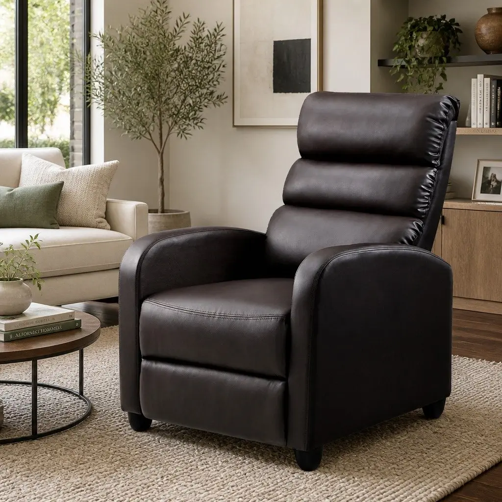 Brown PU Leather Recliner Armchair