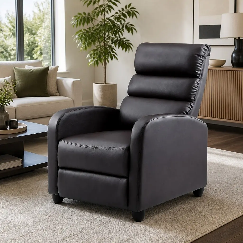 Brown PU Leather Recliner Armchair