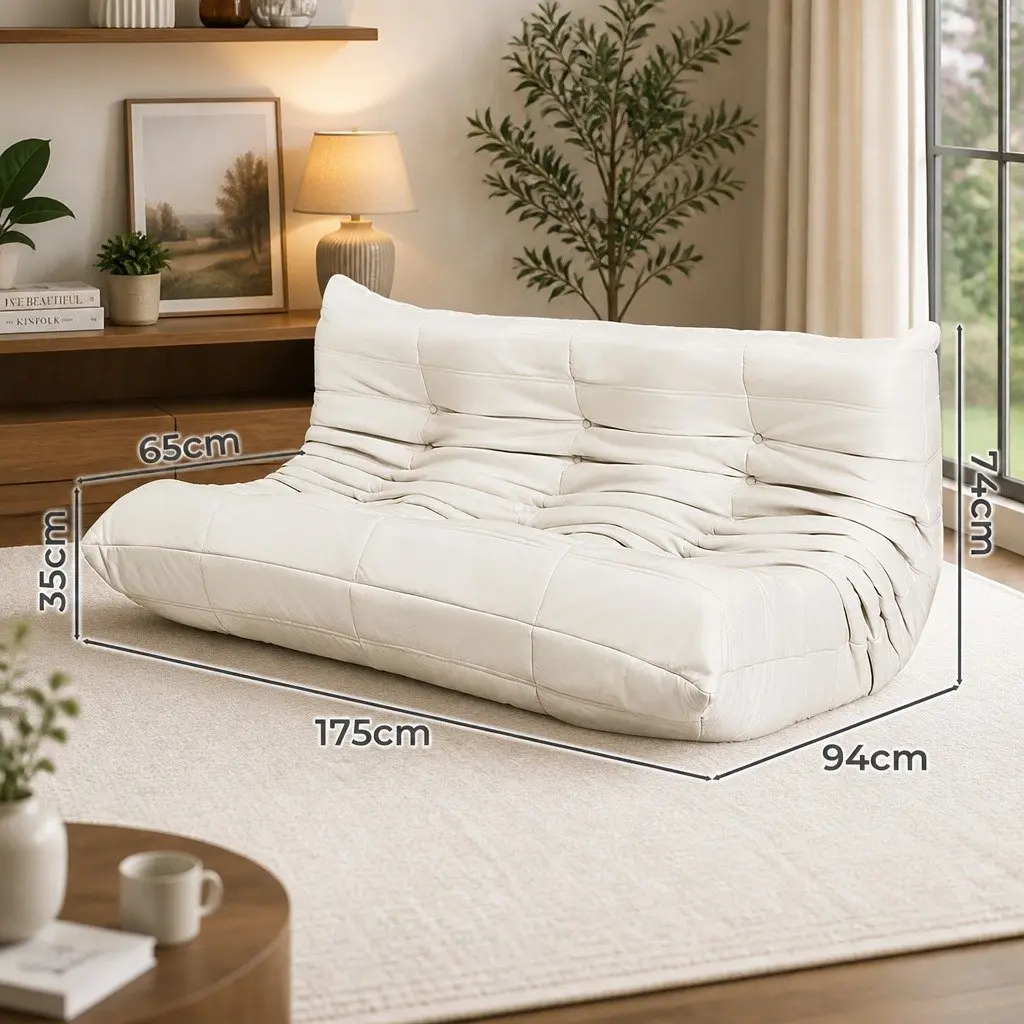 3 Seater Floor Sofa Caterpillar Lounge Microfibre Foam Living Room Couch