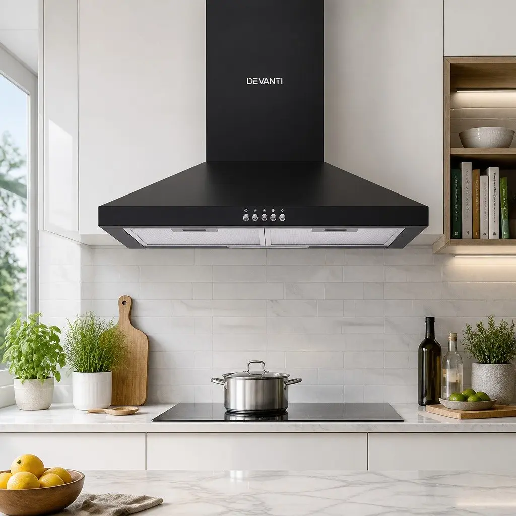 600mm Range Hood Wall Mounted Kitchen Extractor Fan Black