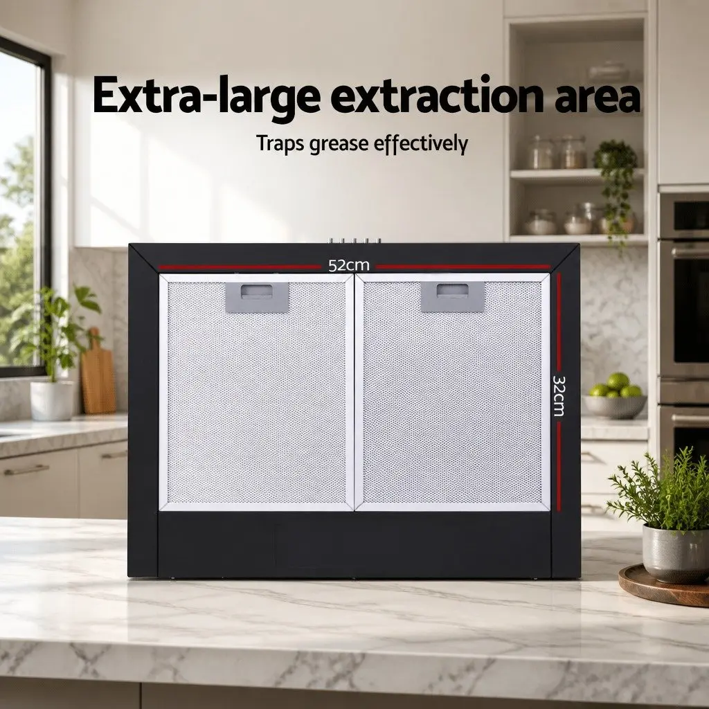600mm Range Hood Wall Mounted Kitchen Extractor Fan Black