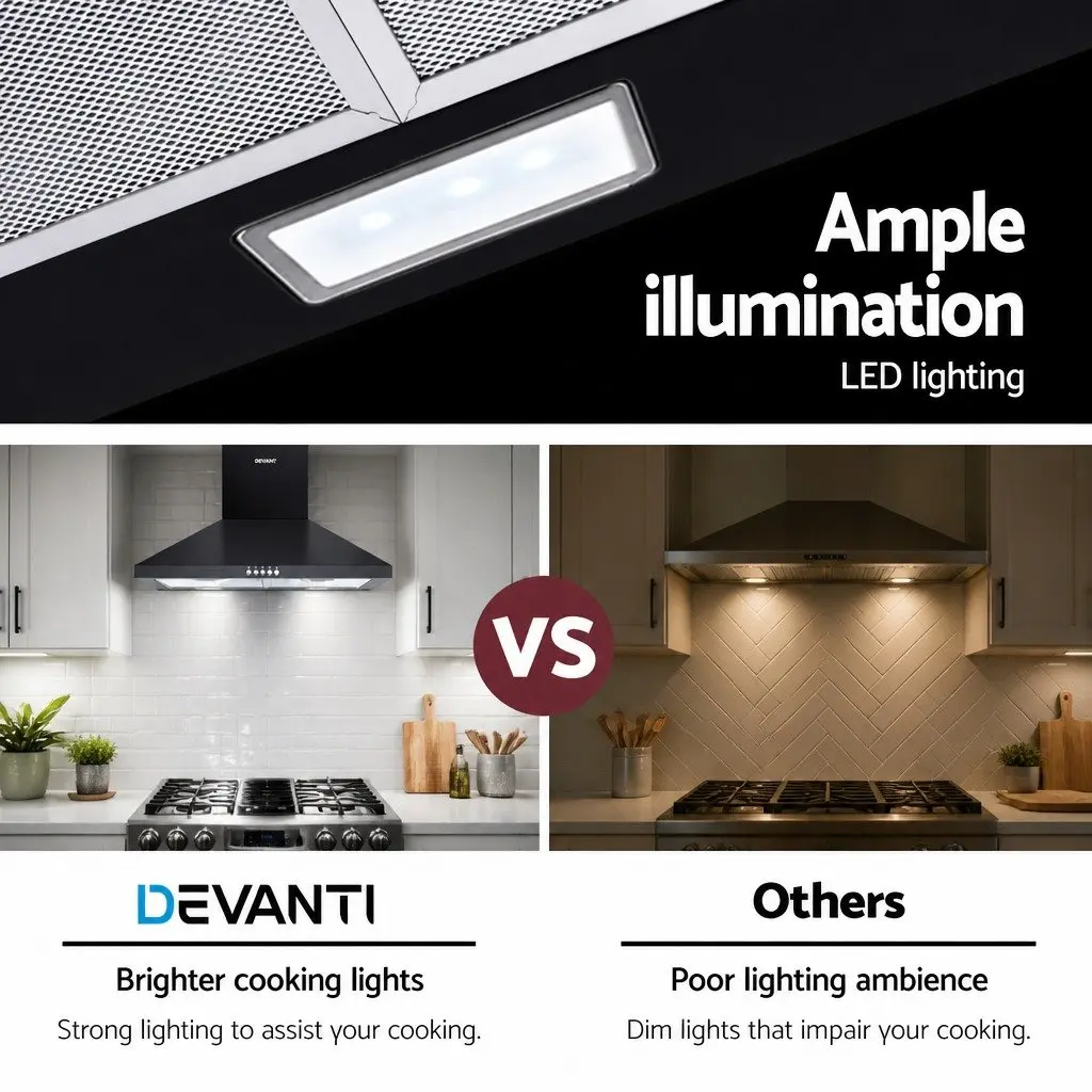 600mm Range Hood Wall Mounted Kitchen Extractor Fan Black