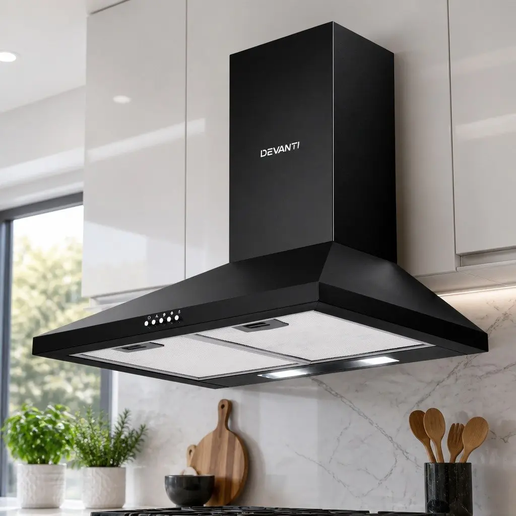 600mm Range Hood Wall Mounted Kitchen Extractor Fan Black