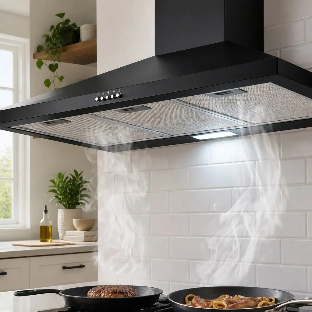 900mm Black Wall-Mounted Range Hood