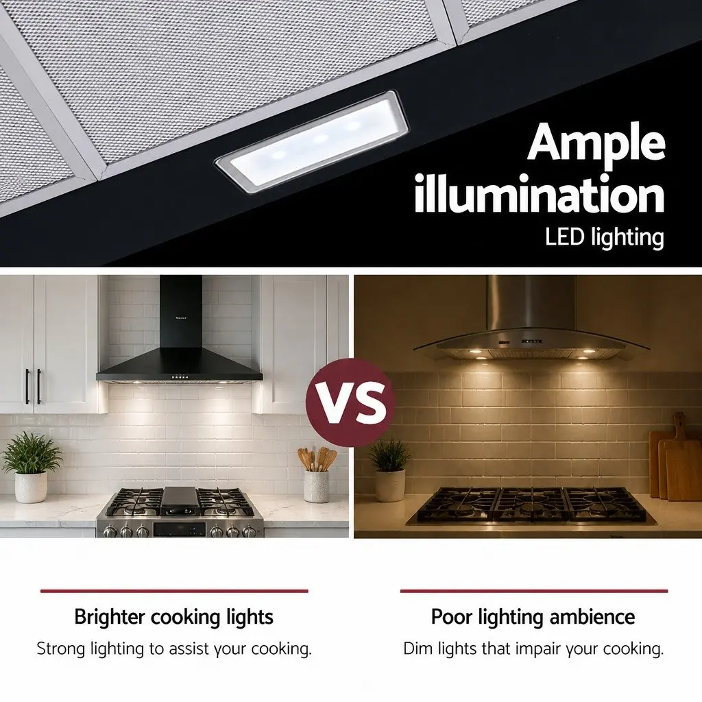 Black Range Hood Wall Mounted Kitchen 900mm