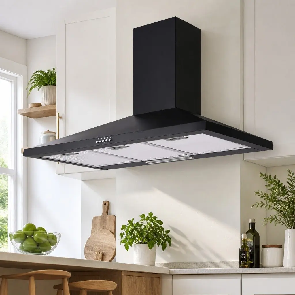 Black Range Hood Wall Mounted Kitchen 900mm