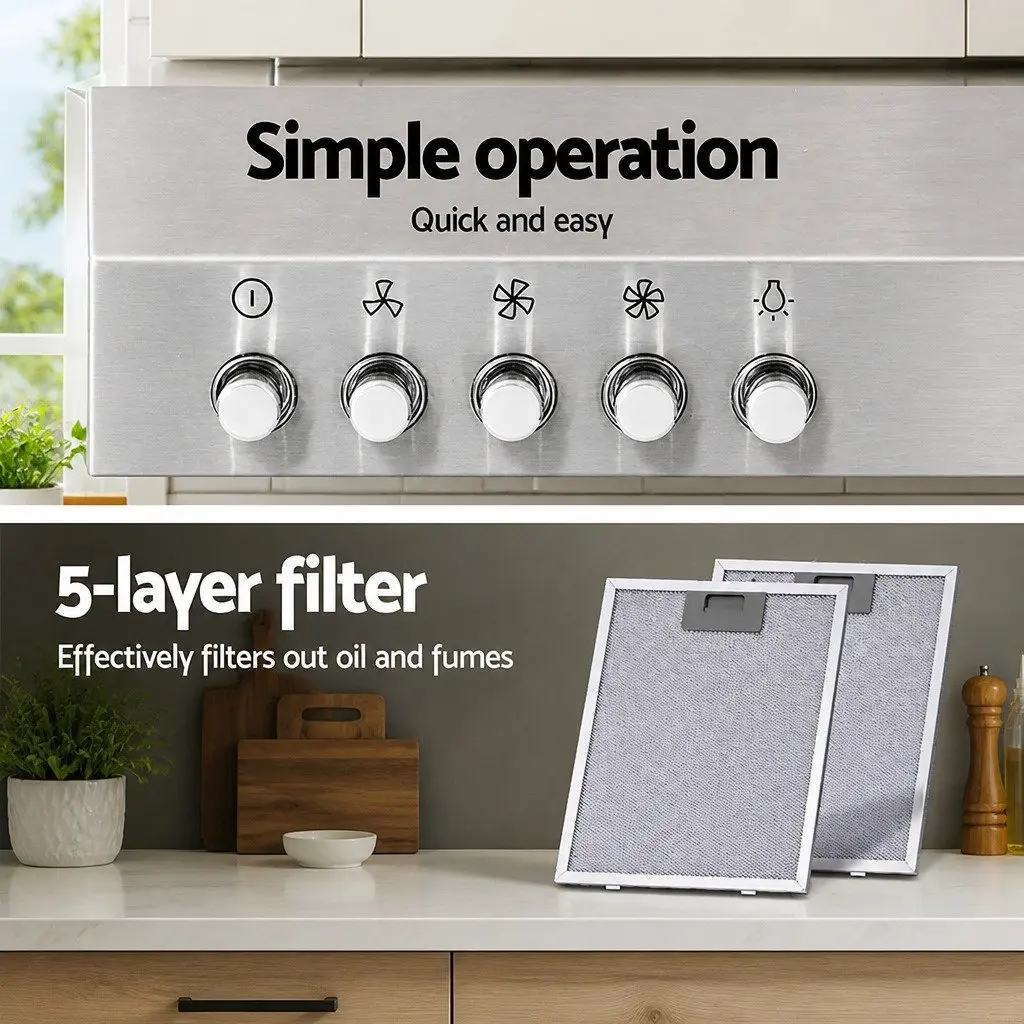 900mm Stainless Steel Range Hood 90cm Wall Mounted Kitchen Cooktop Extractor Fan