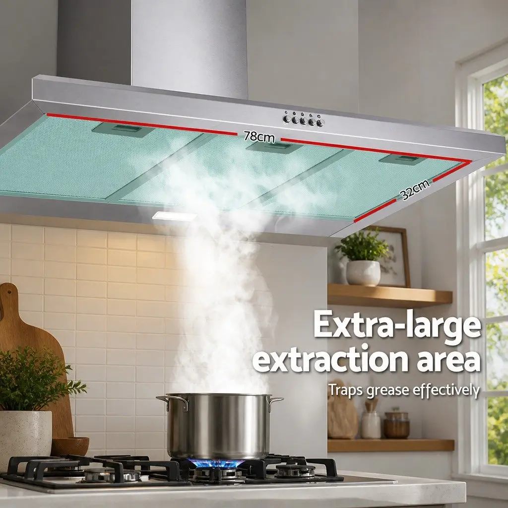 900mm Stainless Steel Range Hood 90cm Wall Mounted Kitchen Cooktop Extractor Fan
