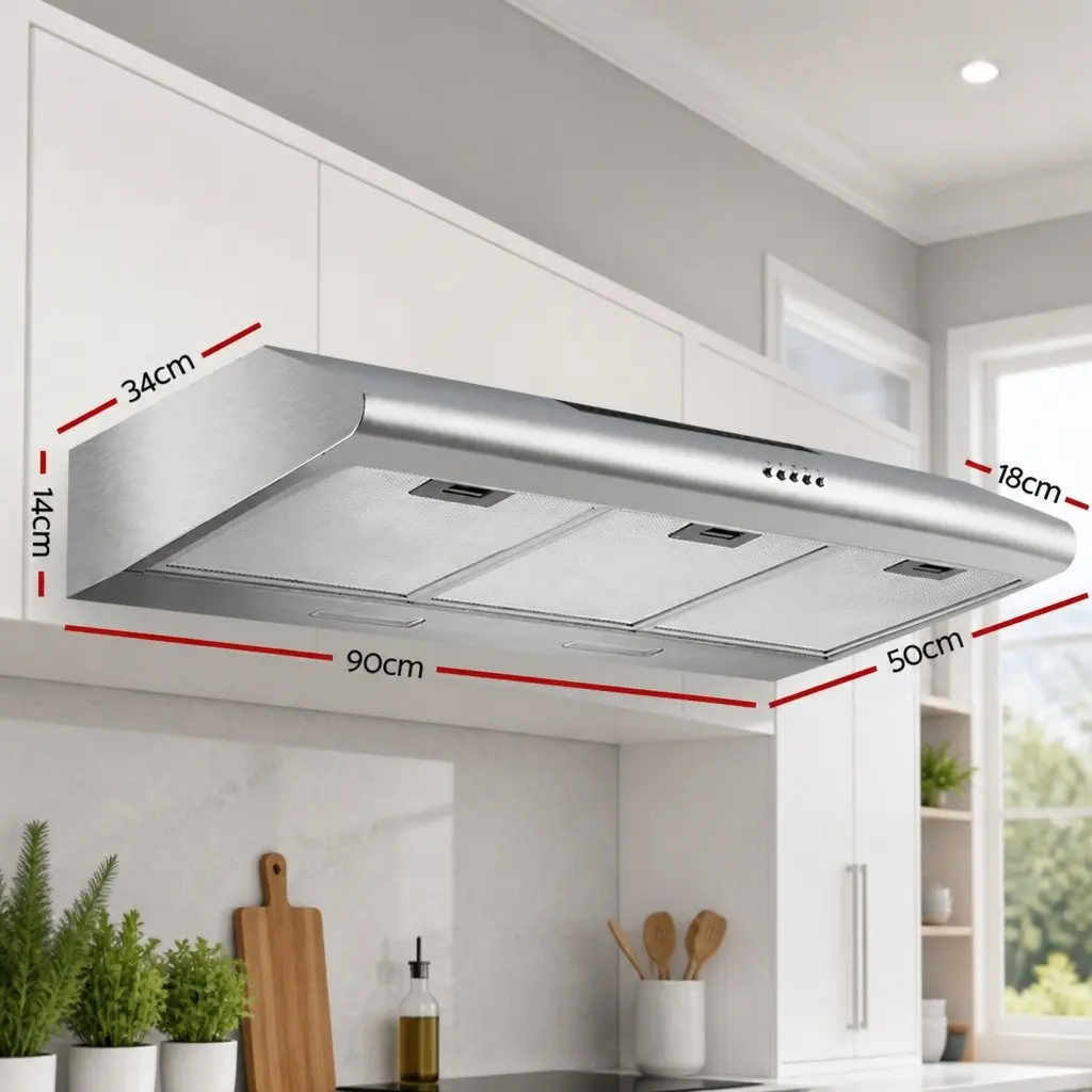 Stainless Steel Range Hood Kitchen Extractor Fan 900mm Ducted 3-Speed
