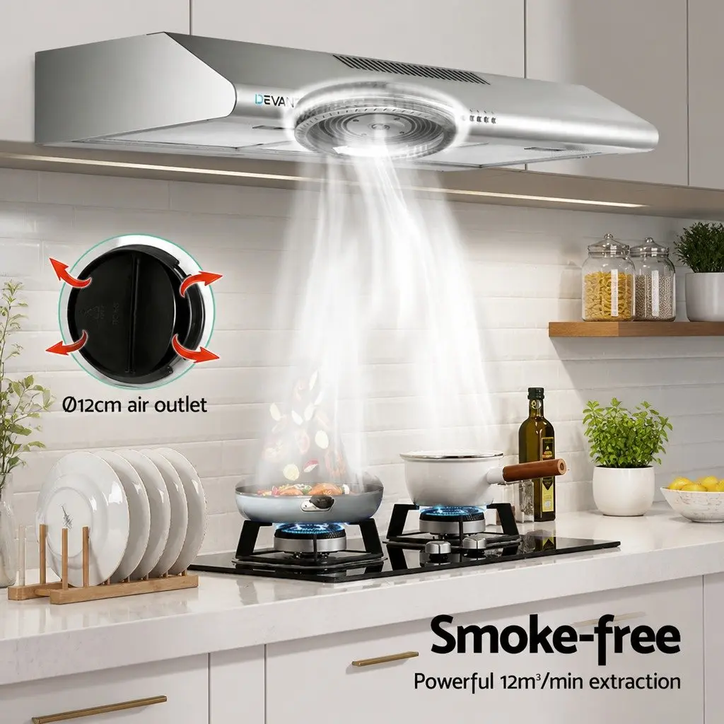 Stainless Steel Range Hood Kitchen Extractor Fan 900mm Ducted 3-Speed
