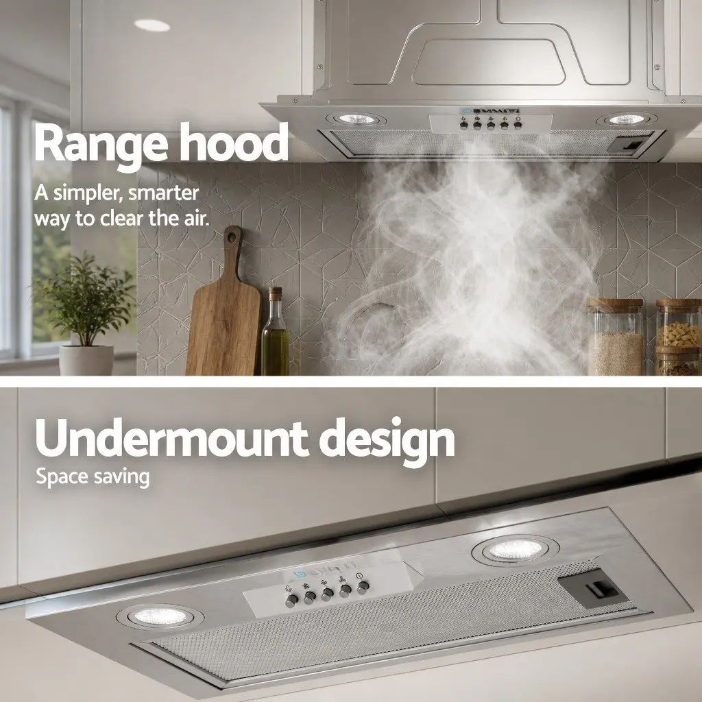 520mm Undermount Range Hood Stainless Steel Kitchen Extraction Fan 420m³/h