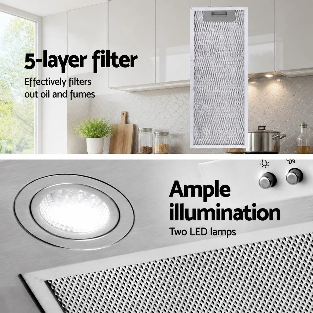 520mm Undermount Range Hood Stainless Steel Kitchen Extraction Fan 420m³/h