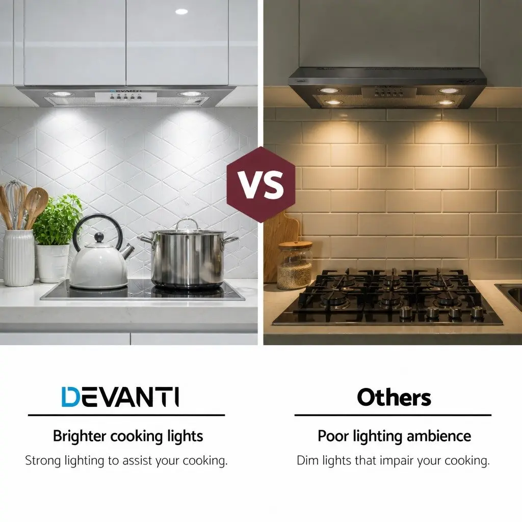 520mm Undermount Range Hood Stainless Steel Kitchen Extraction Fan 420m³/h