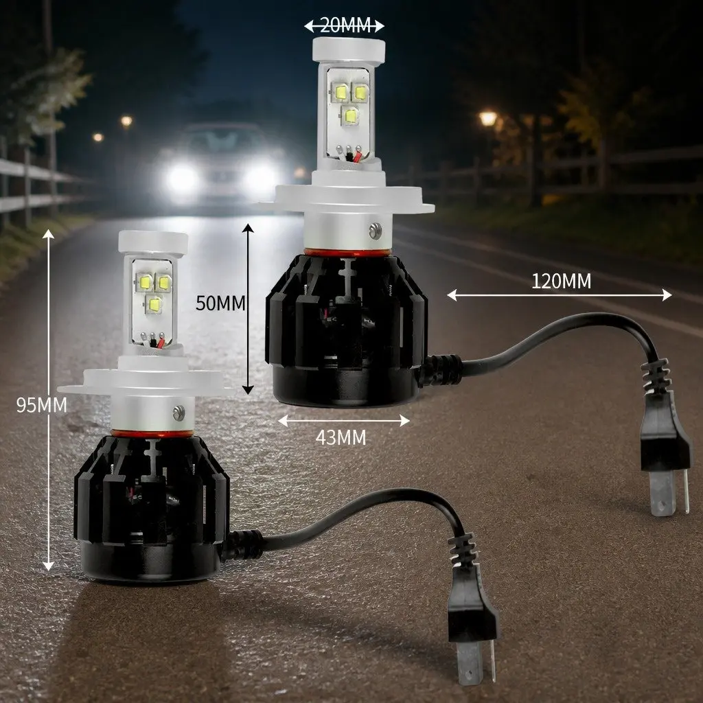 H4 LED Car Headlight Bulbs 160W 2500LM 6000K High Low Beam Plug Play