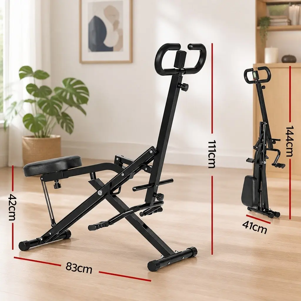 Foldable Squat Machine with 5-Position Adjustable Seat Home Gym Equipment