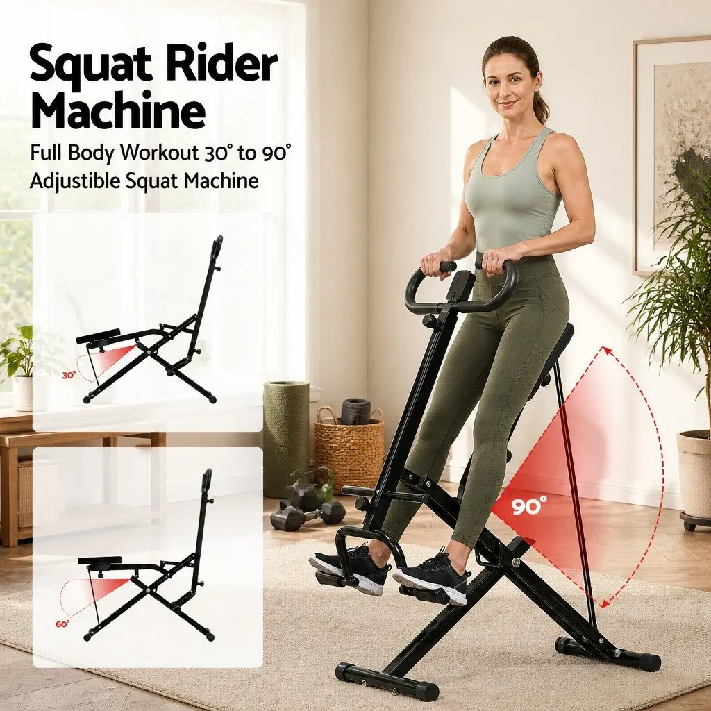 Foldable Squat Machine with 5-Position Adjustable Seat Home Gym Equipment