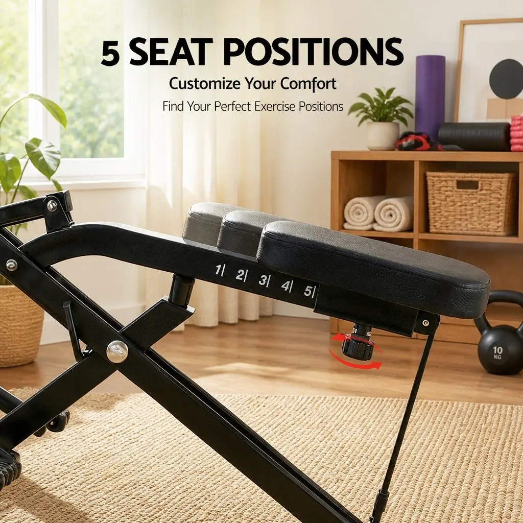 Foldable Squat Machine with 5-Position Adjustable Seat Home Gym Equipment