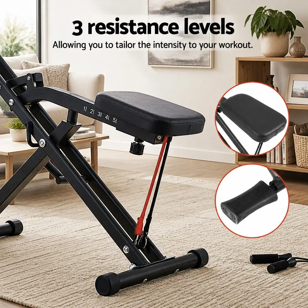 Foldable Squat Machine with 5-Position Adjustable Seat Home Gym Equipment
