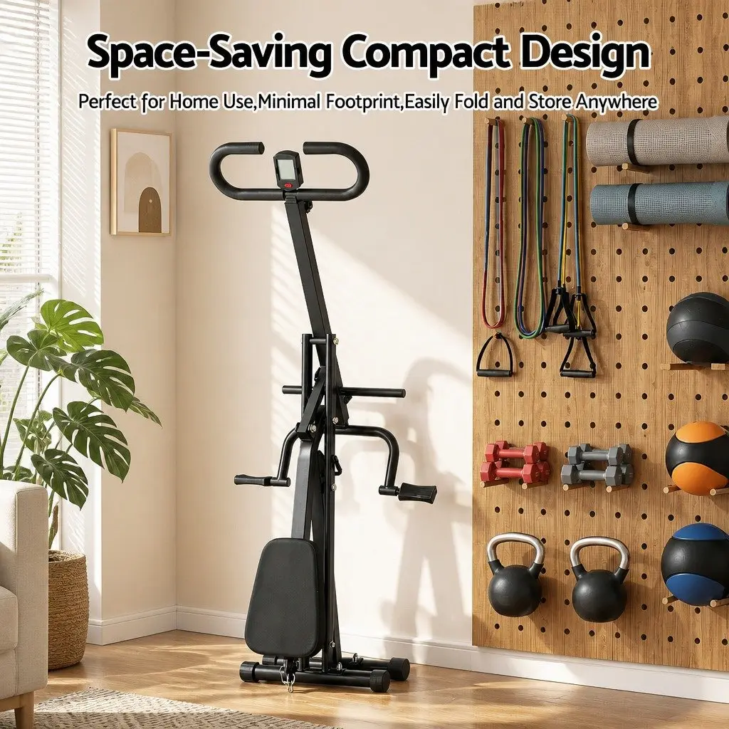 Foldable Squat Machine with 5-Position Adjustable Seat Home Gym Equipment