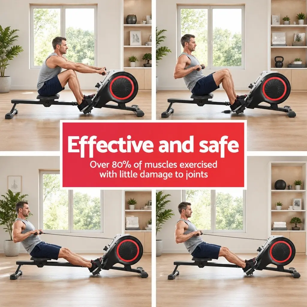 Rowing Machine Home Cardio Workout Foldable Magnetic 16 Resistance Levels
