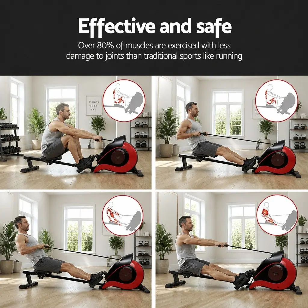 Magnetic Resistance Rowing Machine Home Cardio Exercise Gym Fitness Equipment