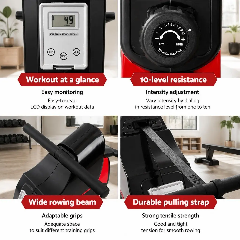 Magnetic Resistance Rowing Machine Home Cardio Exercise Gym Fitness Equipment