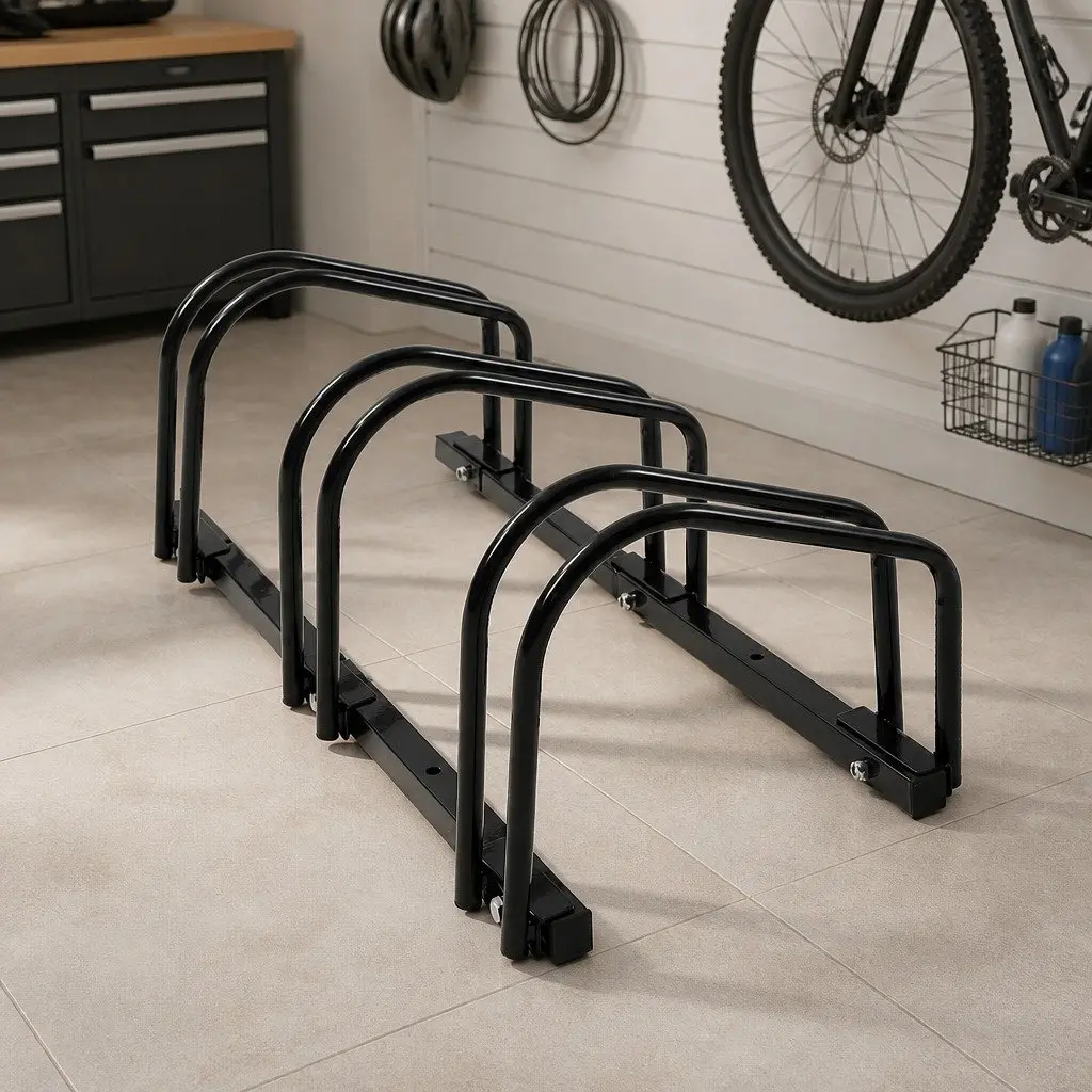 Bike Floor Parking Rack Stand for Upright Storage 3 Bikes