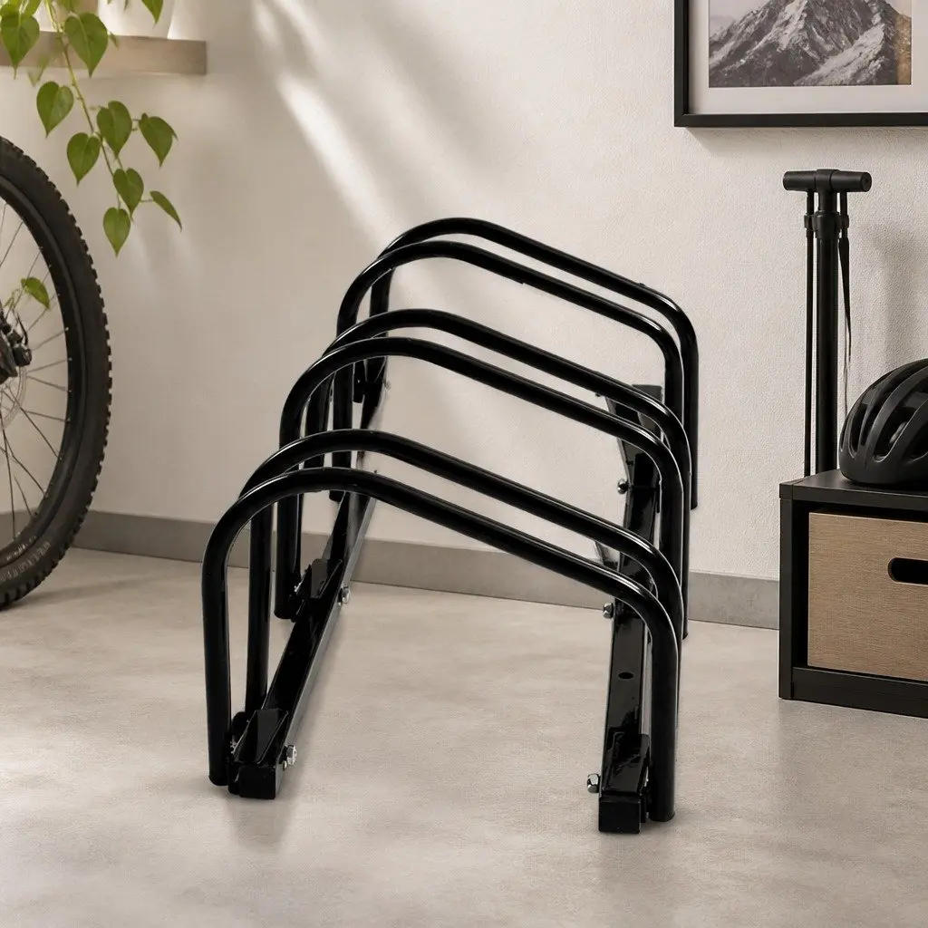 Bike Floor Parking Rack Stand for Upright Storage 3 Bikes
