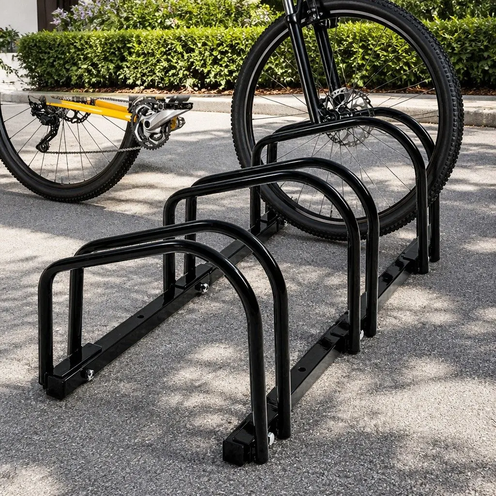 Bike Floor Parking Rack Stand for Upright Storage 3 Bikes
