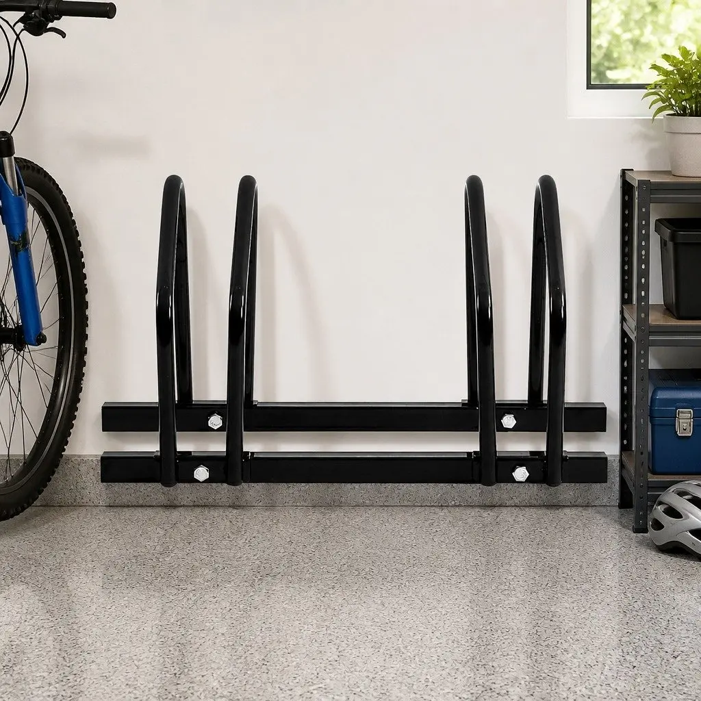 5 Bikes Floor Stand Upright Bicycle Rack Parking Storage Indoor Outdoor Garden