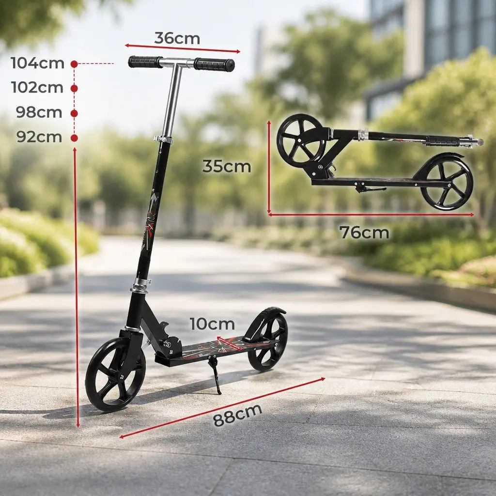 Folding Push Scooter Dual Large Wheels Adjustable Height Kids Teens Adults