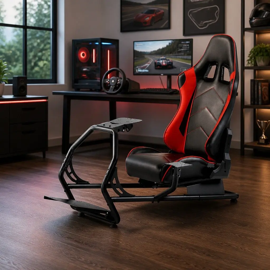 Racing Simulator Cockpit Gaming Chair Adjustable for Gaming 130 x 48.5 x 110 cm