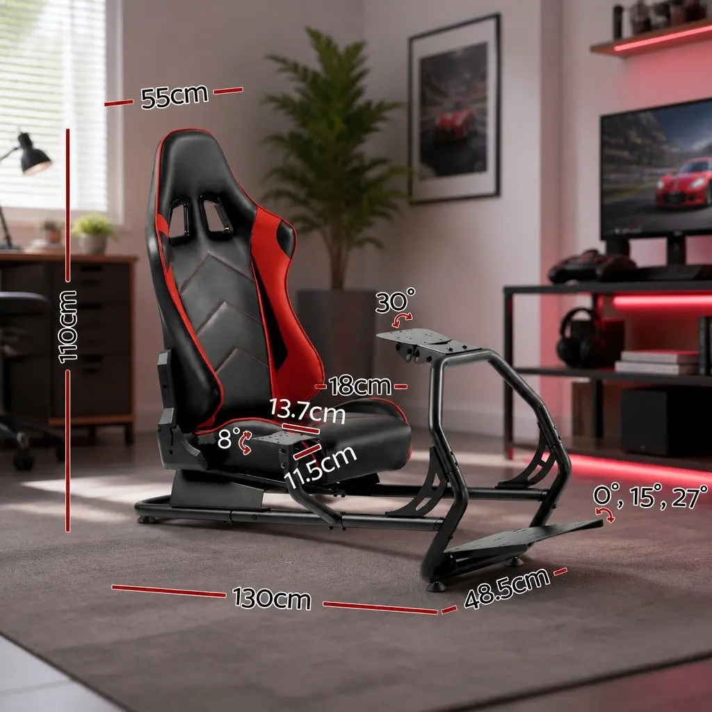 Racing Simulator Cockpit Gaming Chair Adjustable for Gaming 130 x 48.5 x 110 cm