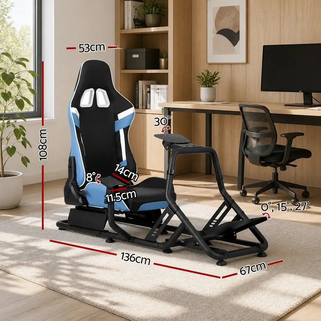 Racing Simulator Cockpit Gaming Chair Steering Wheel Mount Adjustable Pedal