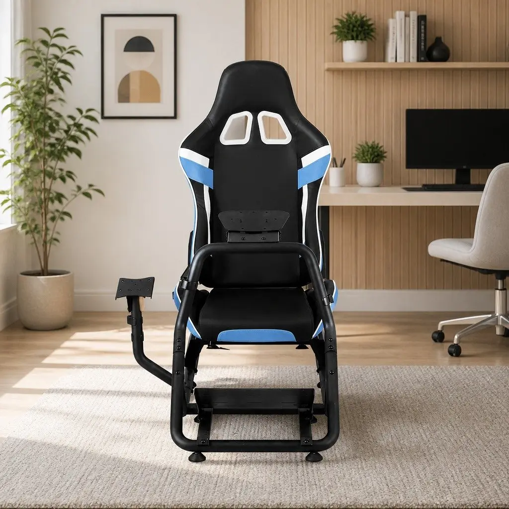 Racing Simulator Cockpit Gaming Chair Steering Wheel Mount Adjustable Pedal