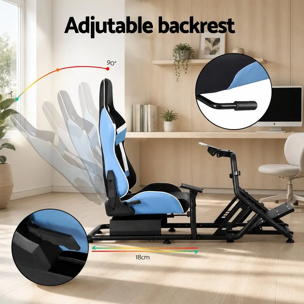 Racing Simulator Cockpit Gaming Chair Steering Wheel Mount Adjustable Pedal
