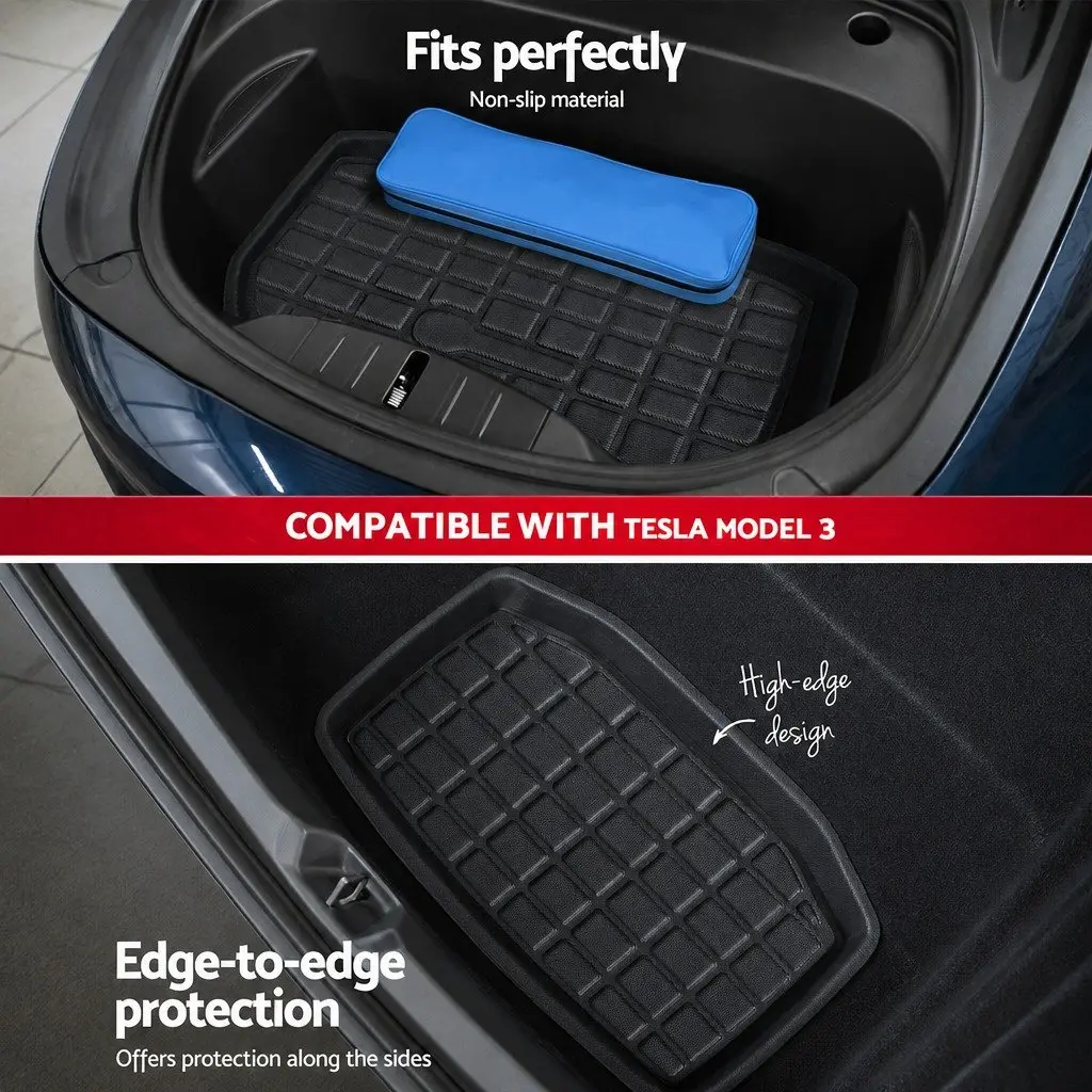 Cargo Trunk Floor Mats Set 3pcs for Tesla Model 3 2021-2024 Rear Front Toolbox