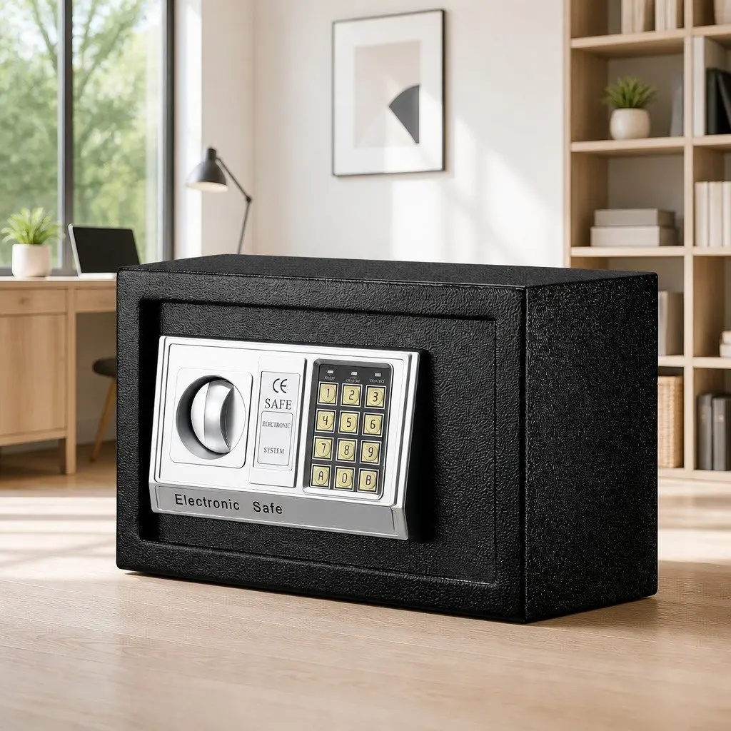 Electronic Digital Safe Box 8.5L Black Home Office Security Cash Deposit Keypad