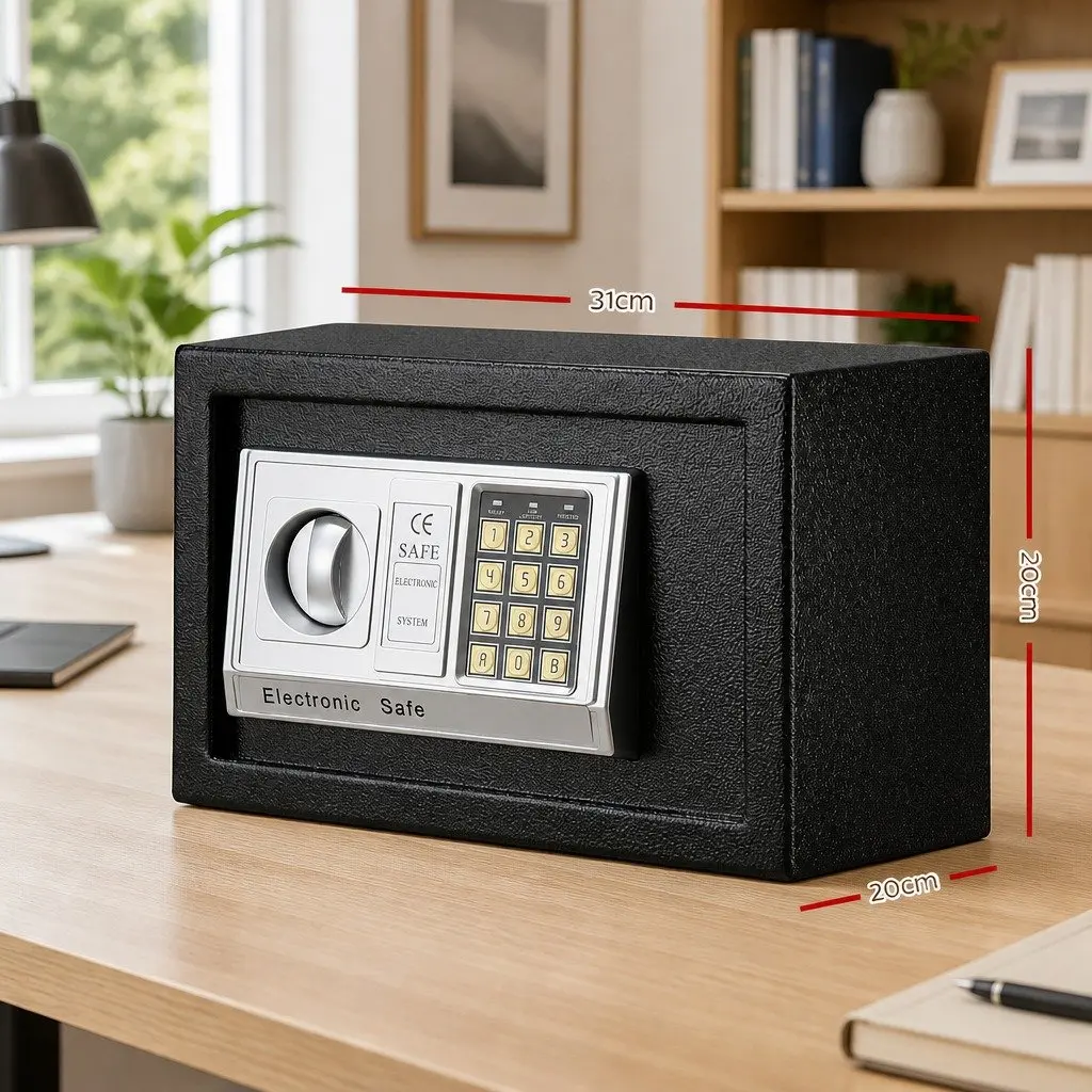 Electronic Digital Safe Box 8.5L Black Home Office Security Cash Deposit Keypad