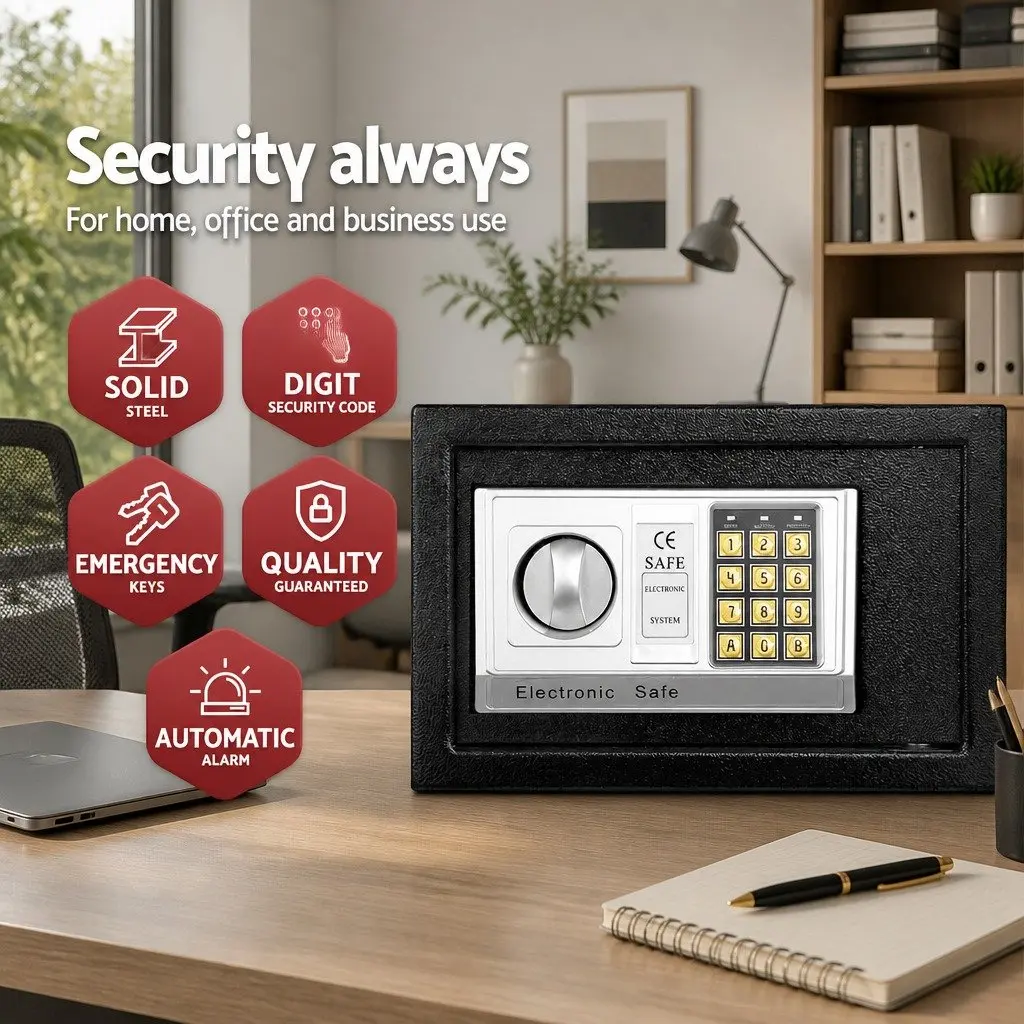 Electronic Digital Safe Box 8.5L Black Home Office Security Cash Deposit Keypad