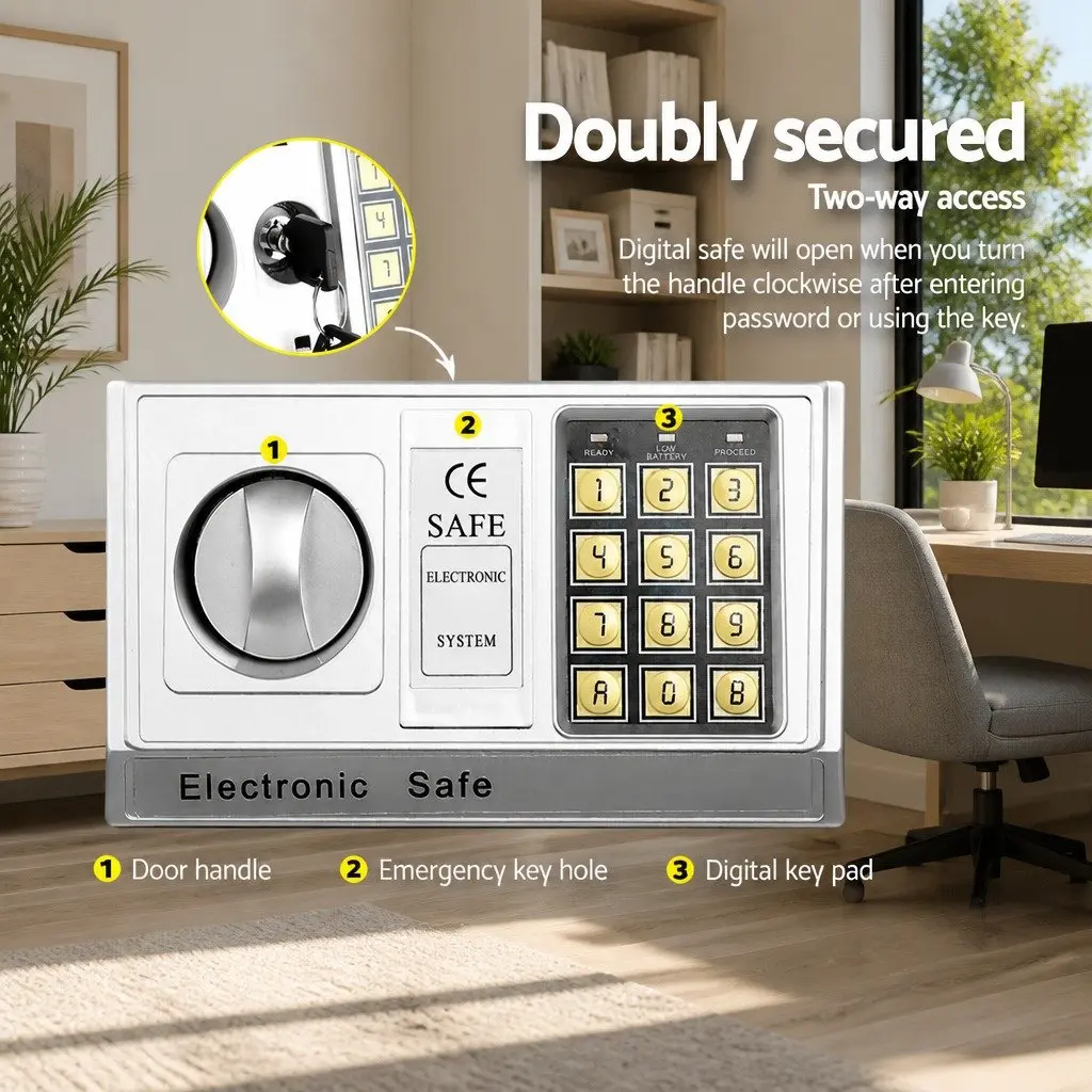 Electronic Digital Safe Box 8.5L Black Home Office Security Cash Deposit Keypad