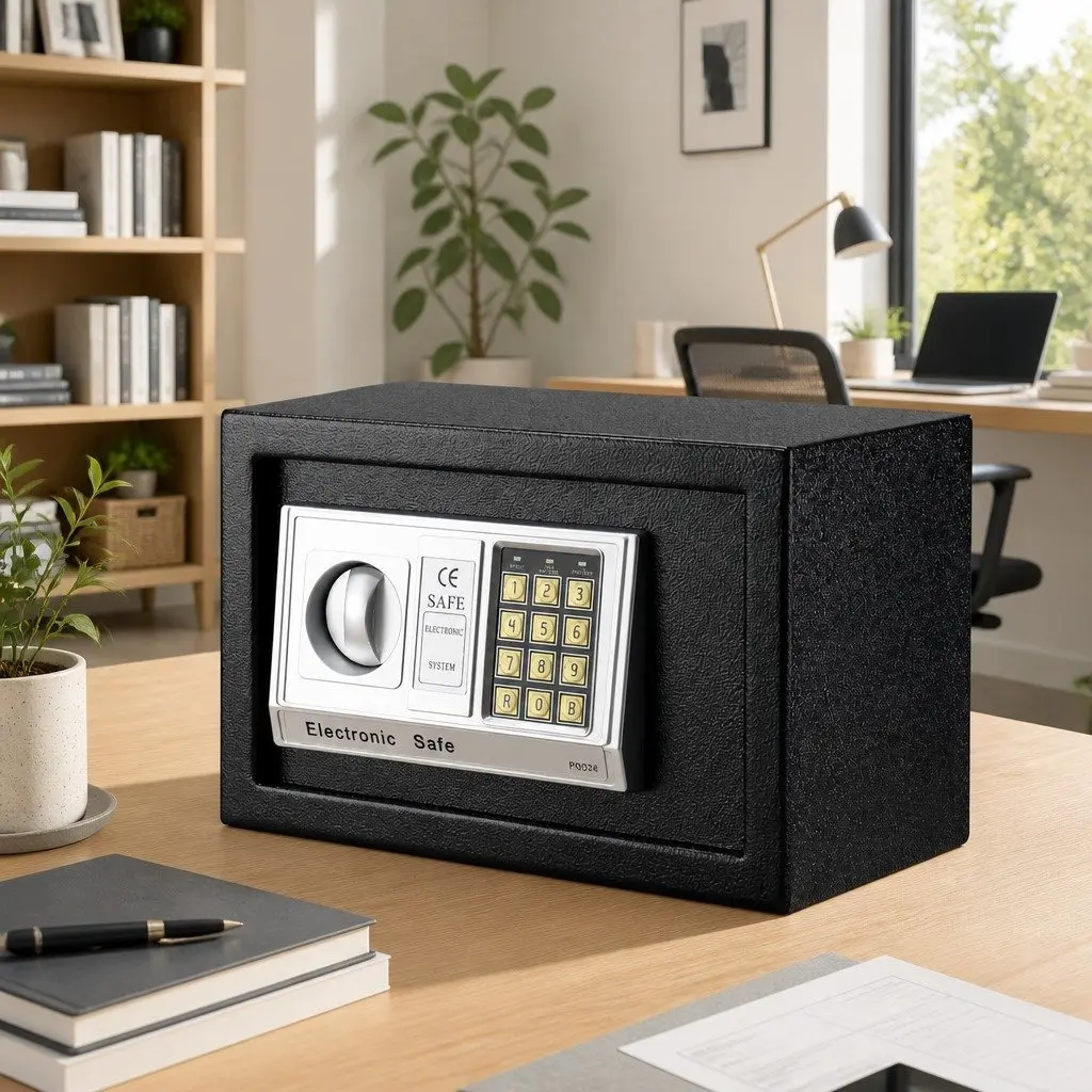 Electronic Digital Safe Box 8.5L Black Home Office Security Cash Deposit Keypad