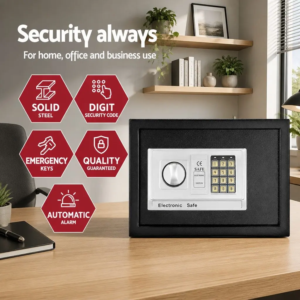 Digital Safe Box Home Office 16L Steel Black