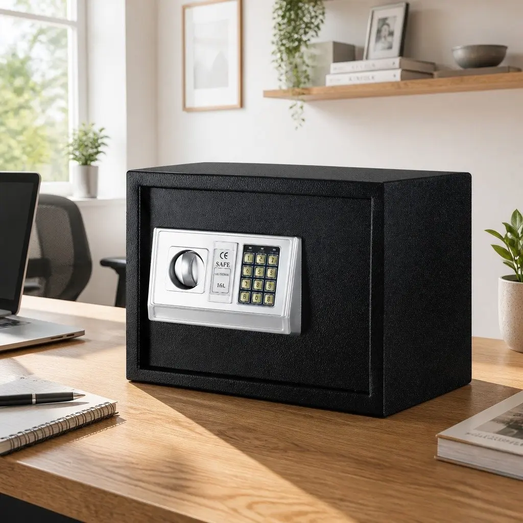 Digital Safe Box Home Office 16L Steel Black
