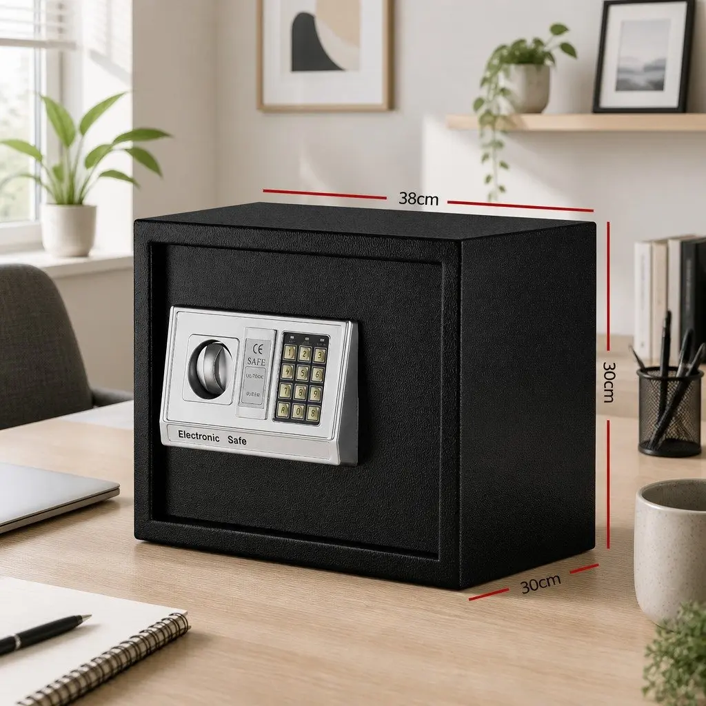 Digital Safe Box Home Office Security 20L Black Steel