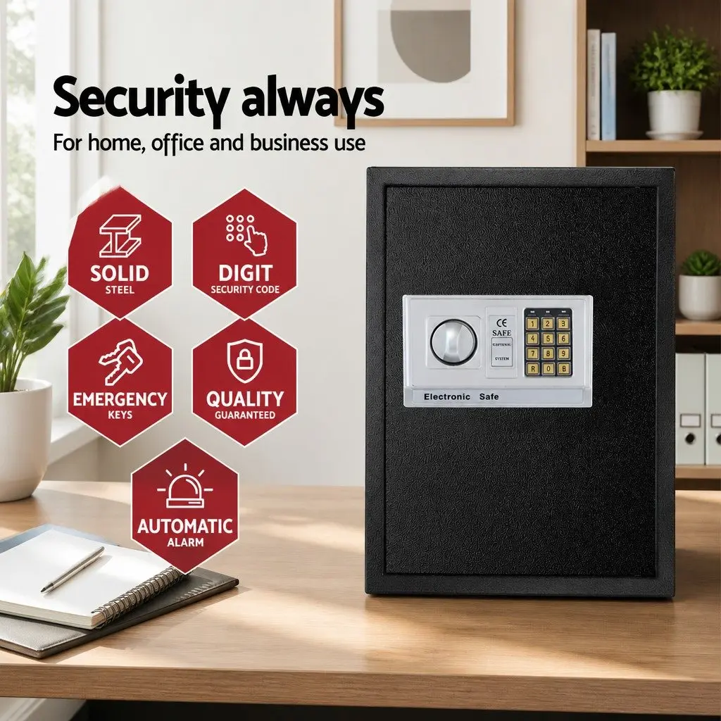 Digital Security Safe Box Home Office Cash Deposit Electronic Lockbox Black