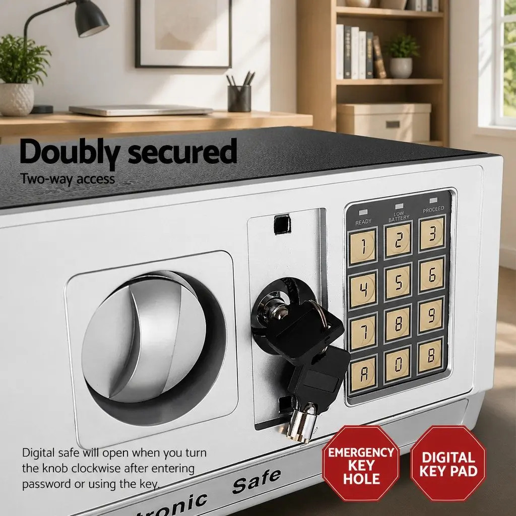 Digital Security Safe Box Home Office Cash Deposit Electronic Lockbox Black