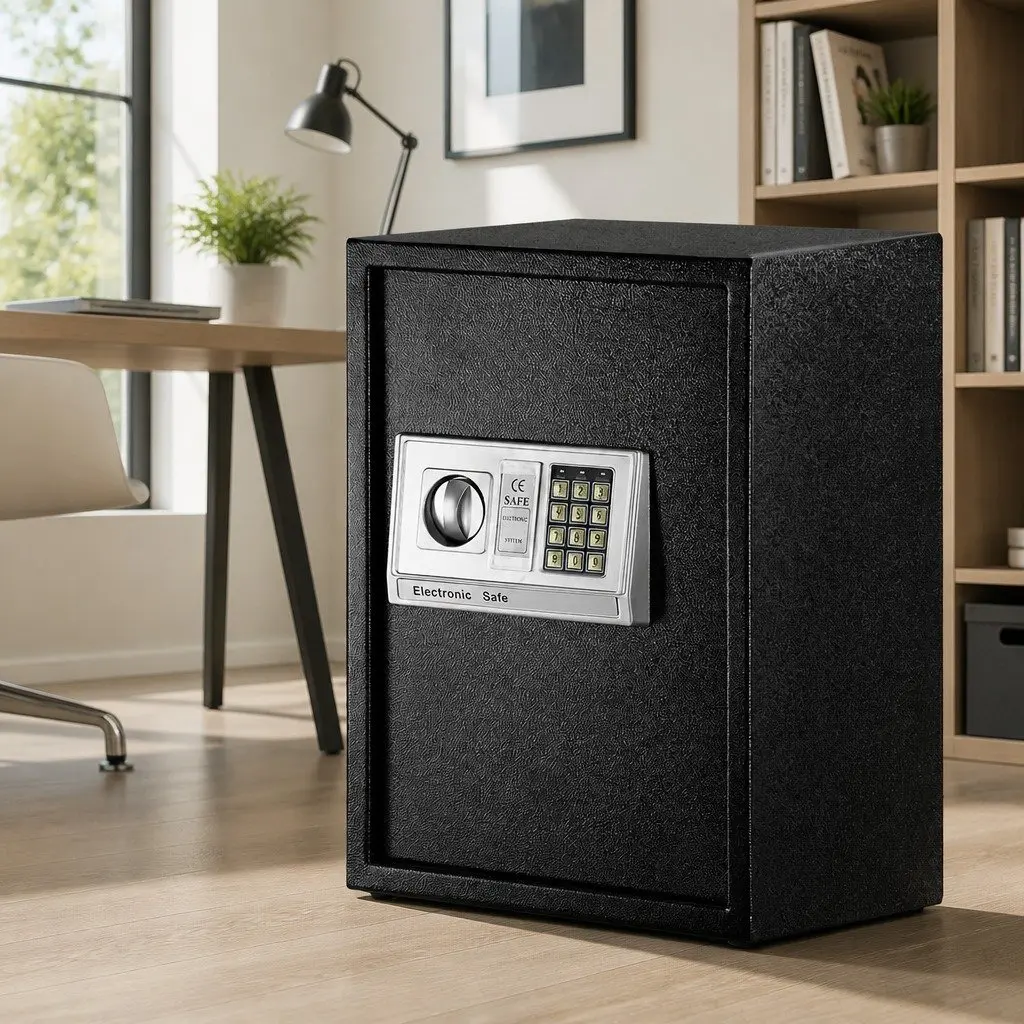 Digital Security Safe Box Home Office Cash Deposit Electronic Lockbox Black