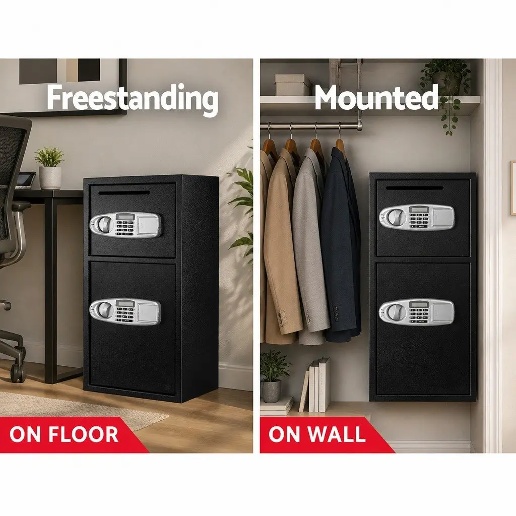 Electronic Digital Security Safe Box Double Door Home Office Cash Storage Black