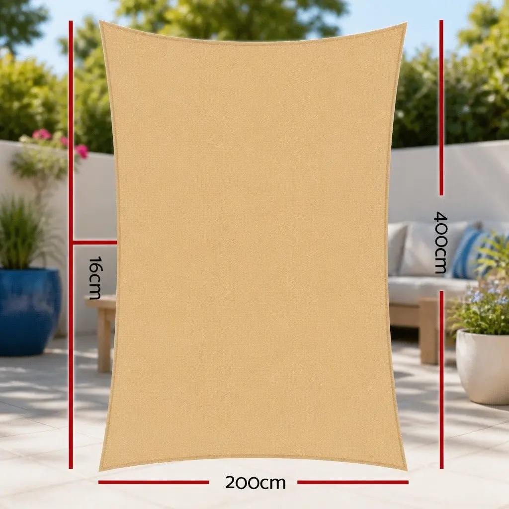 Rectangle Shade Sail 2x4m Sand Beige Commercial Grade UV Protection Outdoor
